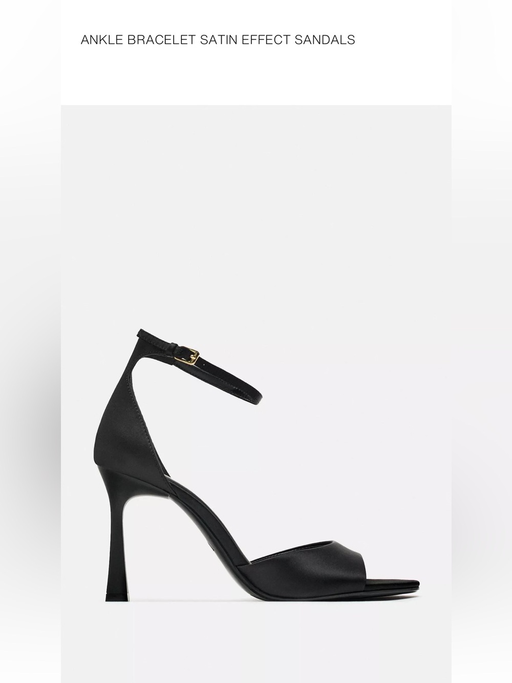 Zara Ankle Strap Satin Black Heels